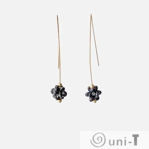 Black Drop Earrings with Long Hook Ear Wire Lisa Trachtman