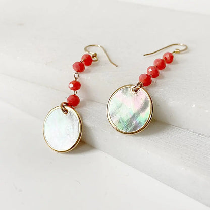 Black Lip Shell, Glass 14K Gold Fill Earrings Regina McGearty