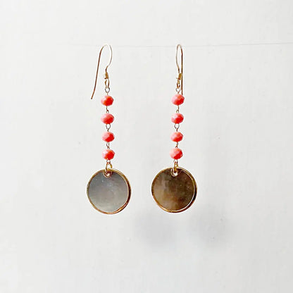 Black Lip Shell, Glass 14K Gold Fill Earrings Regina McGearty