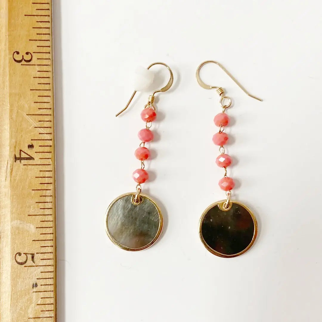 Black Lip Shell, Glass 14K Gold Fill Earrings Regina McGearty