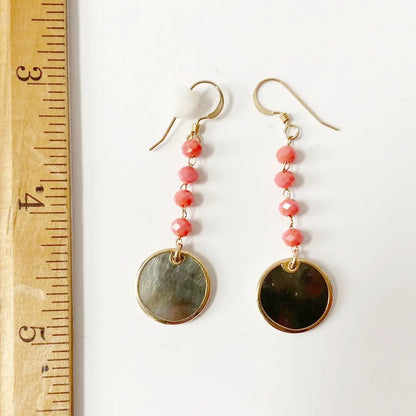 Black Lip Shell, Glass 14K Gold Fill Earrings Regina McGearty