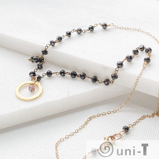 Black Spinel & Tourmaline Gold Ring & Semi Precious Stone Necklaces Lisa Trachtman