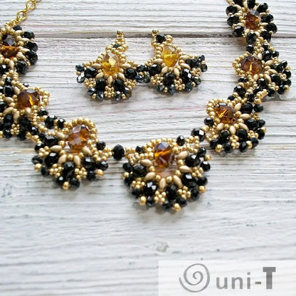 Black & Gold Statement Necklace & Earrings Esmeralda Lambert