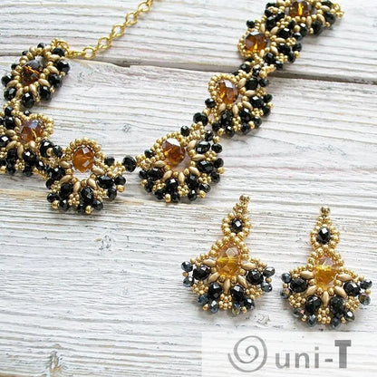 Black & Gold Statement Necklace & Earrings Esmeralda Lambert
