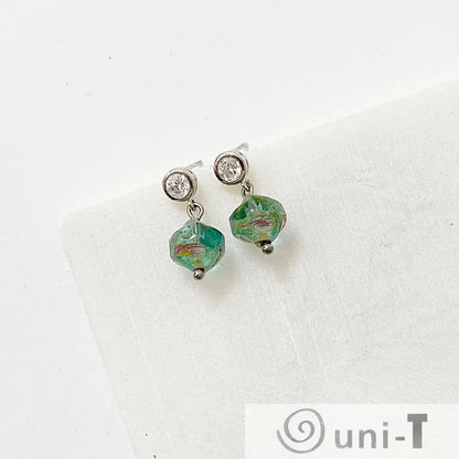 Blue Beads Earrings with charms Kathy James