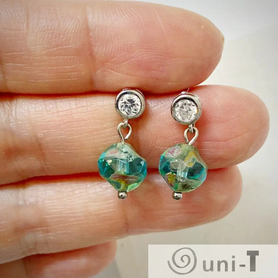 Blue Beads Earrings with charms Kathy James
