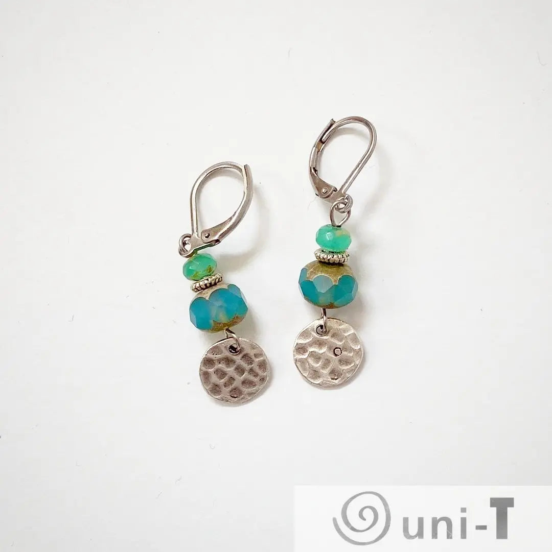 Blue Beads Earrings with charms Kathy James