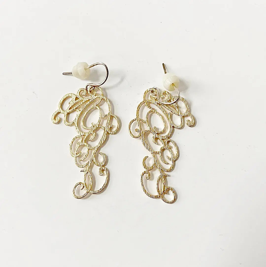 Brass Fancy Scroll SS Earrings Regina McGearty