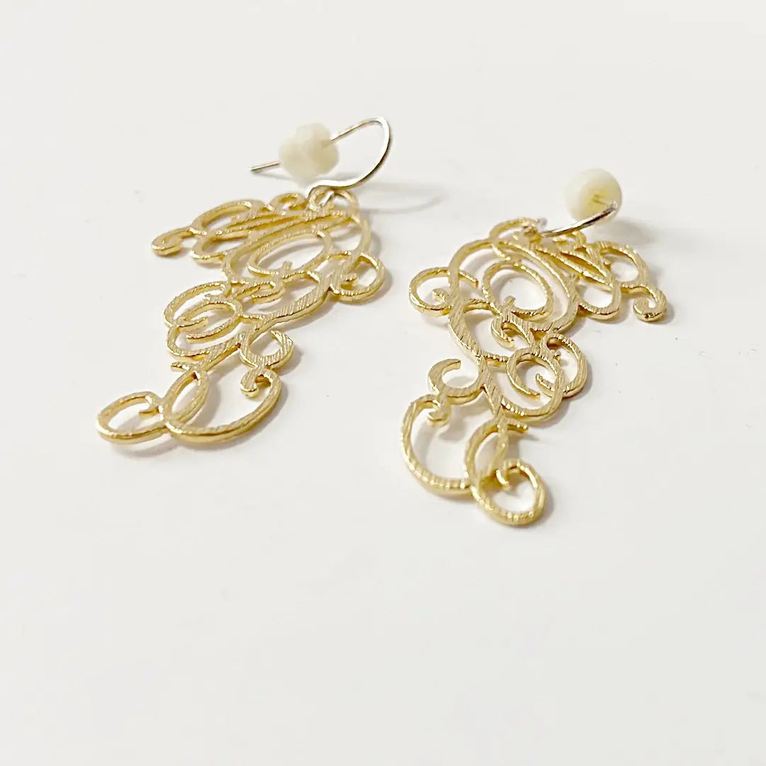 Brass Fancy Scroll SS Earrings Regina McGearty