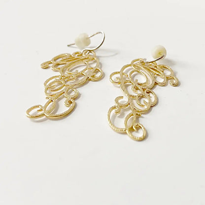 Brass Fancy Scroll SS Earrings Regina McGearty