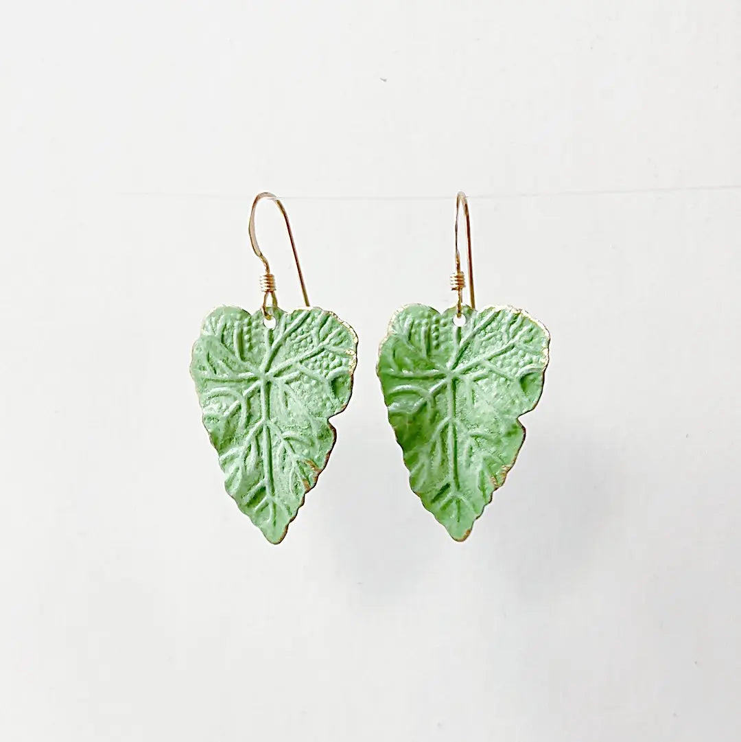Brass Patina Leaf 14K Gold Fill Earrings Regina McGearty