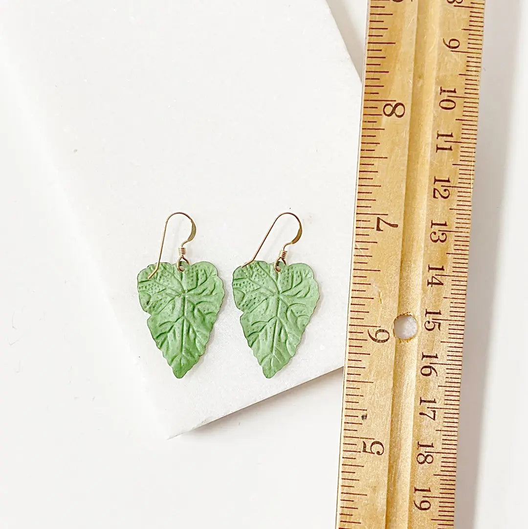 Brass Patina Leaf 14K Gold Fill Earrings Regina McGearty