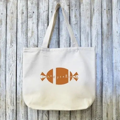 Sweet Tooth Gift Organic Tote - Candytarian Design in natural canvas with candy graphic. Eco-friendly and durable for candy lovers and daily use.
