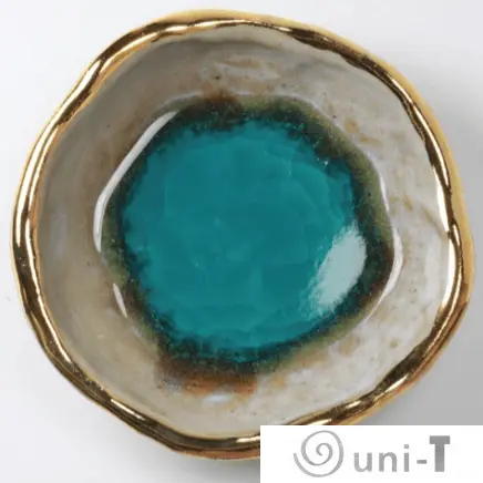 Capri Oyster Ring Dish, Chakra Bowl, 22k Gold Ceramic Bowl Liza Curtis