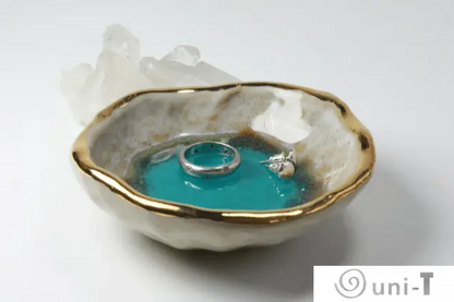 Capri Oyster Ring Dish, Chakra Bowl, 22k Gold Ceramic Bowl Liza Curtis