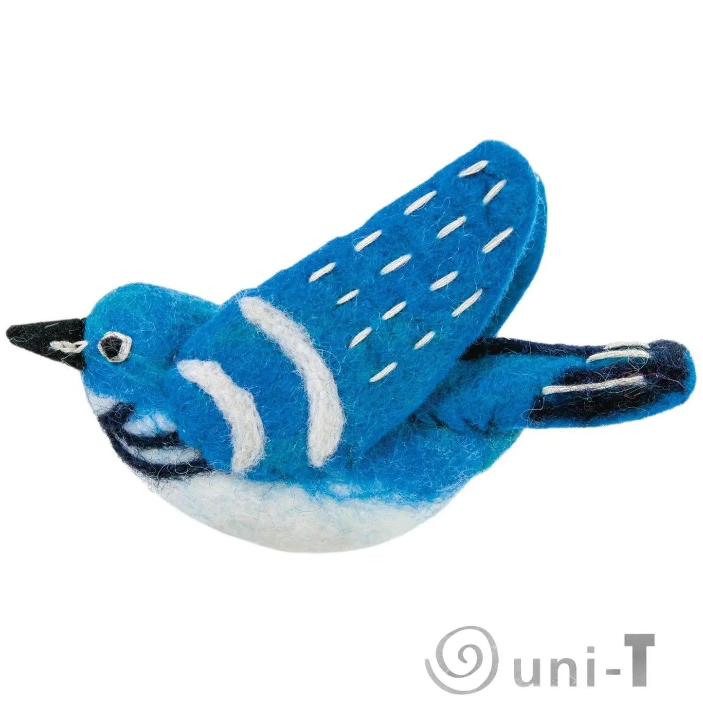 Cerulean Warbler Woolie Bird dZi Handmade