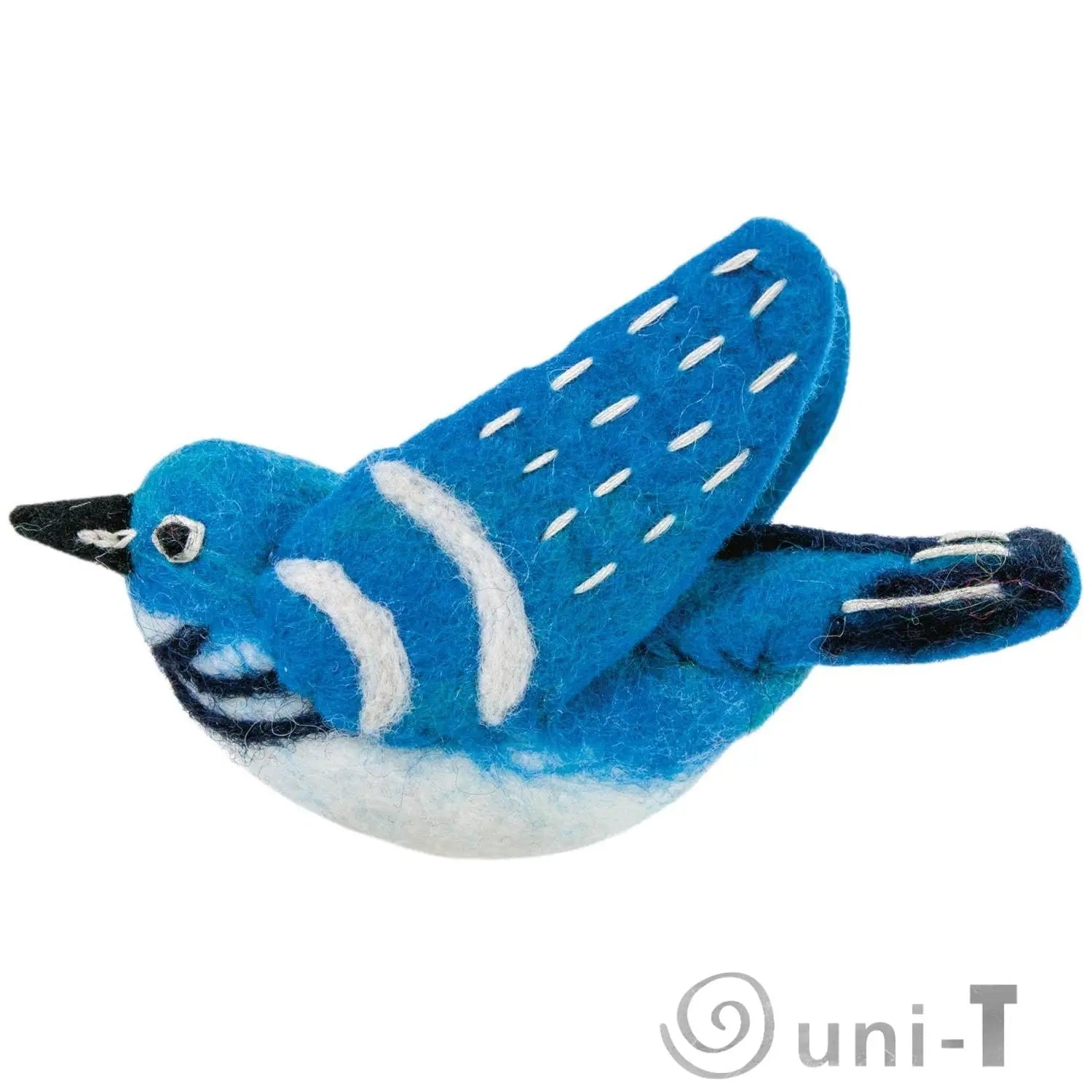 Cerulean Warbler Woolie Bird dZi Handmade