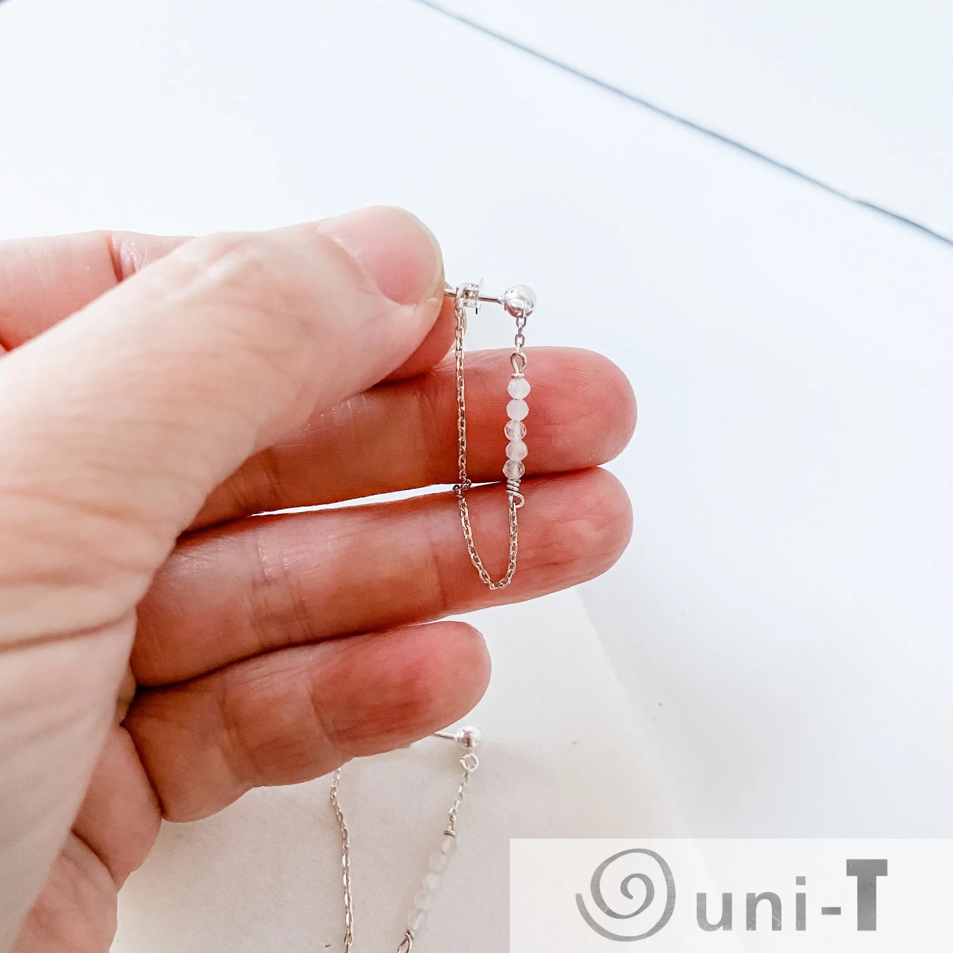 Chain Loop Earrings with Gemstones - Moonstone, Lapis, Iolite Janine Gerade