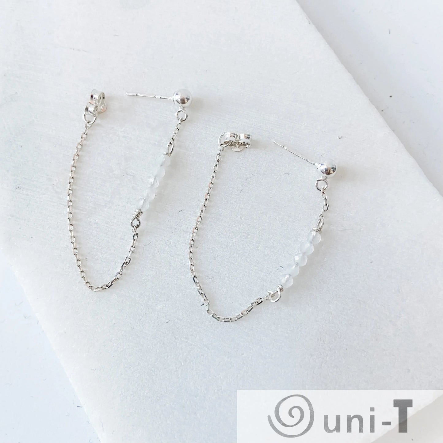 Chain Loop Earrings with Gemstones - Moonstone, Lapis, Iolite Janine Gerade