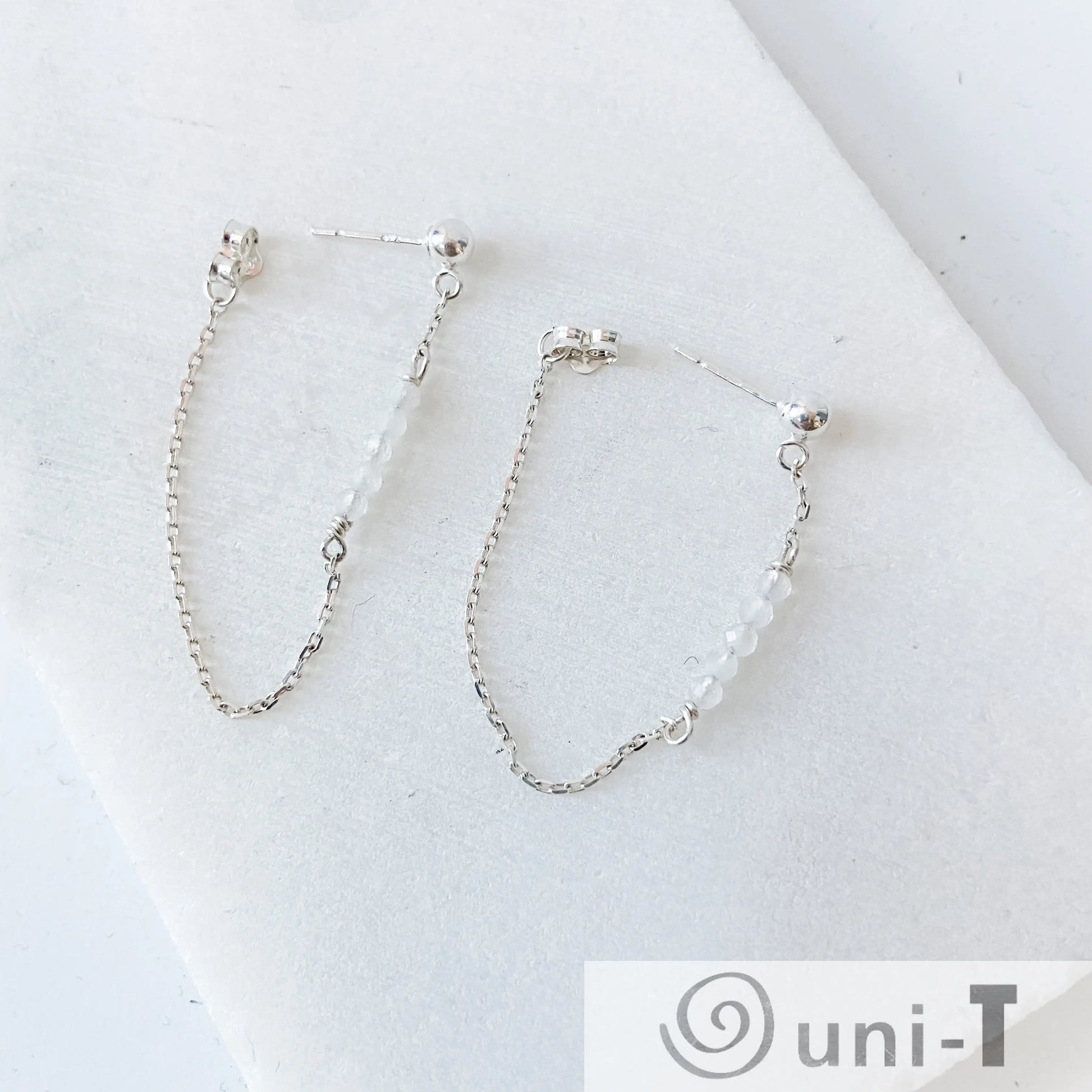 Chain Loop Earrings with Gemstones - Moonstone, Lapis, Iolite Janine Gerade