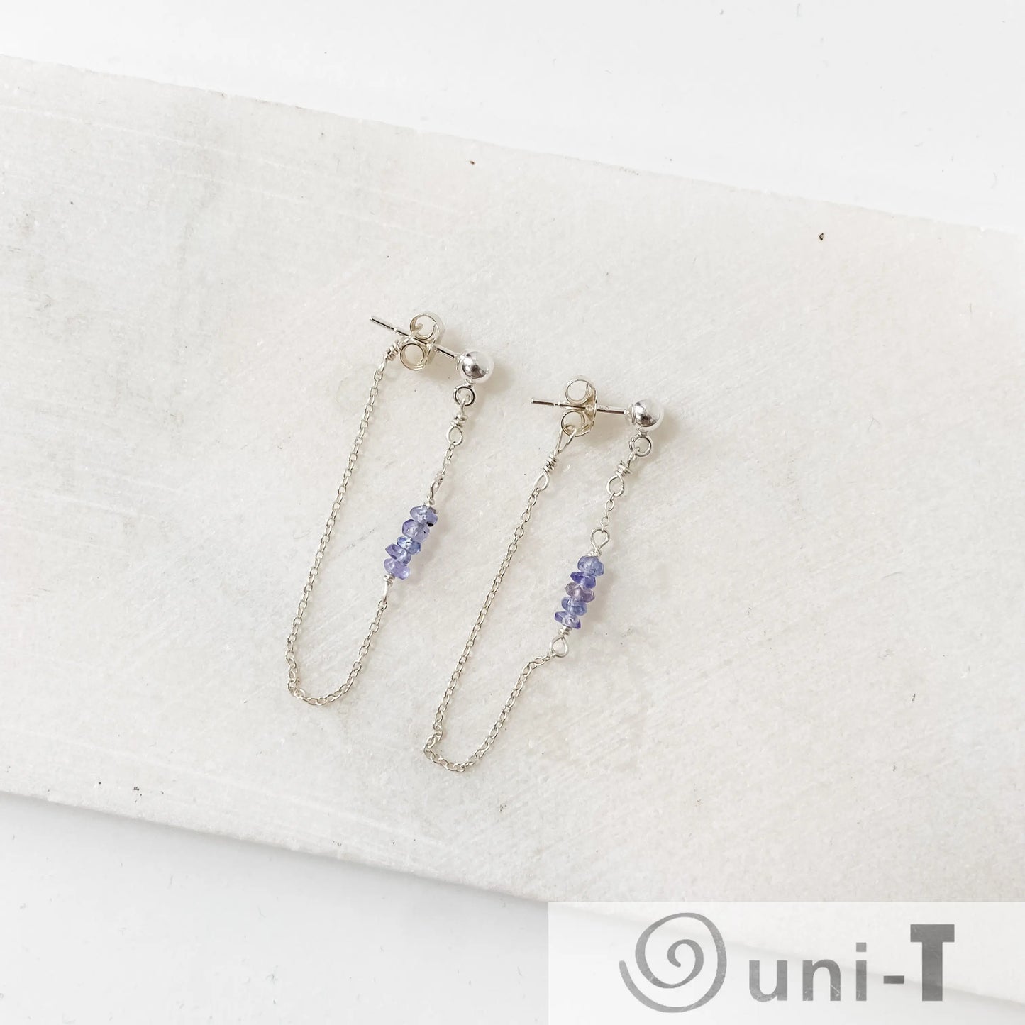 Chain Loop Earrings with Gemstones - Moonstone, Lapis, Iolite Janine Gerade