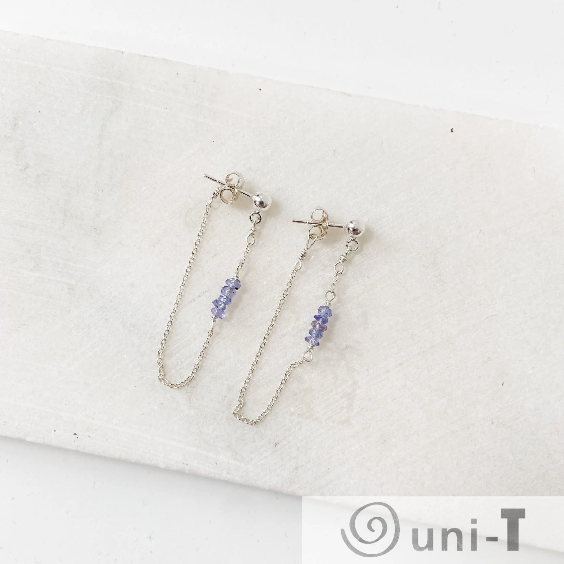 Chain Loop Earrings with Gemstones - Moonstone, Lapis, Iolite Janine Gerade