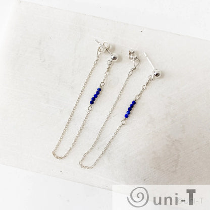 Chain Loop Earrings with Gemstones - Moonstone, Lapis, Iolite Janine Gerade