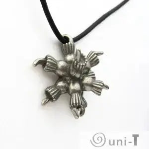 Close-up of Choanoflagellate Colony Pendant necklace showing detailed radial cell-like design in silver tone, inspired by ancient microscopic life.