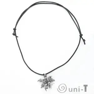 Full view of Choanoflagellate Colony Pendant necklace with adjustable black cord, ideal for unique science-themed fashion accessories.