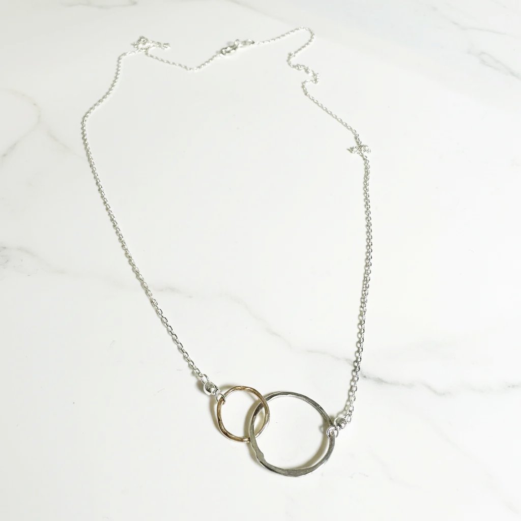 Circles Necklace, 2 circles Necklace, Silver Necklace Janine Gerade