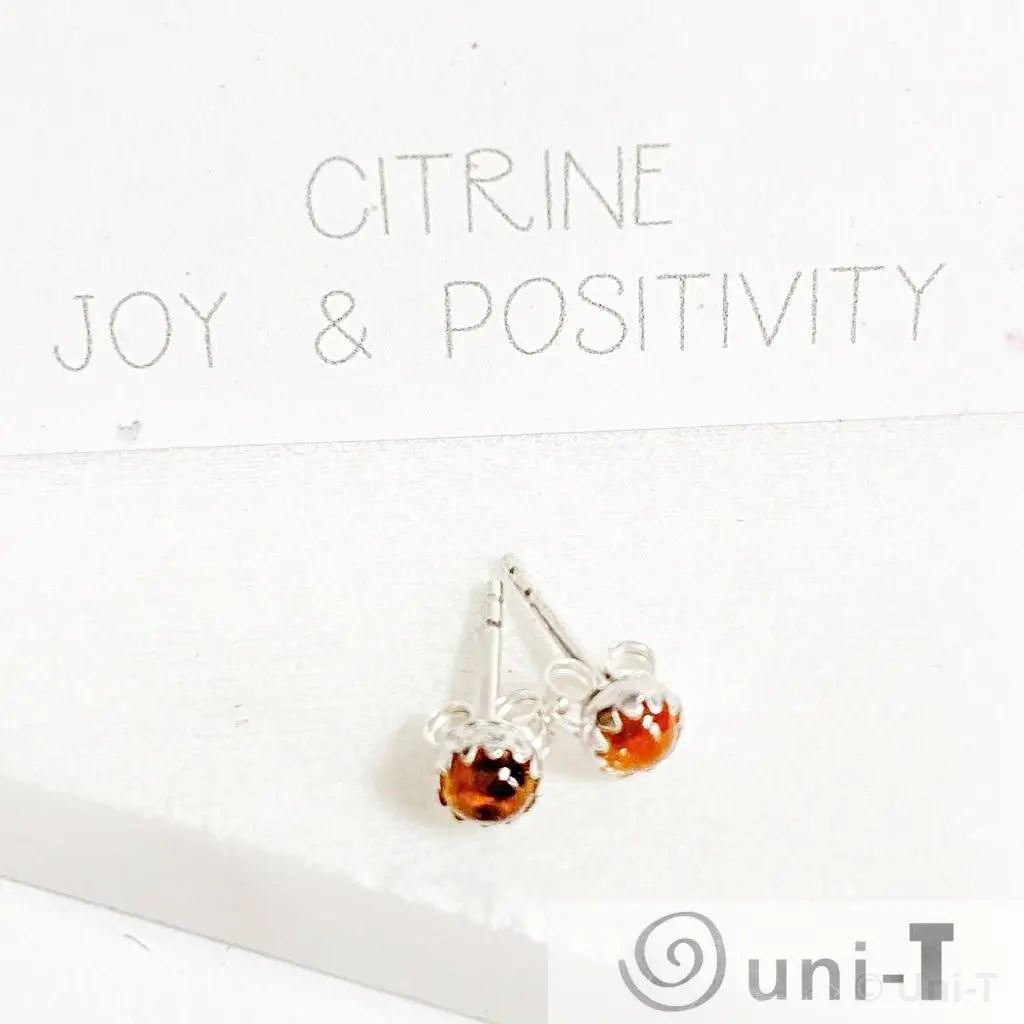 Citrine Stud Earrings, November Birthday Gemstone- November Janine Gerade