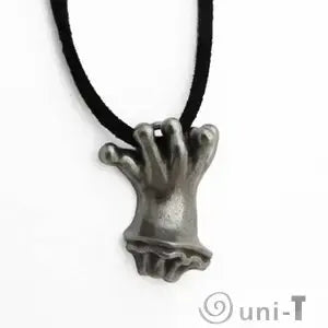 Front view of Coral Polyp Necklace with metallic coral polyp pendant, marine-themed accessory perfect for ocean-inspired fashion.