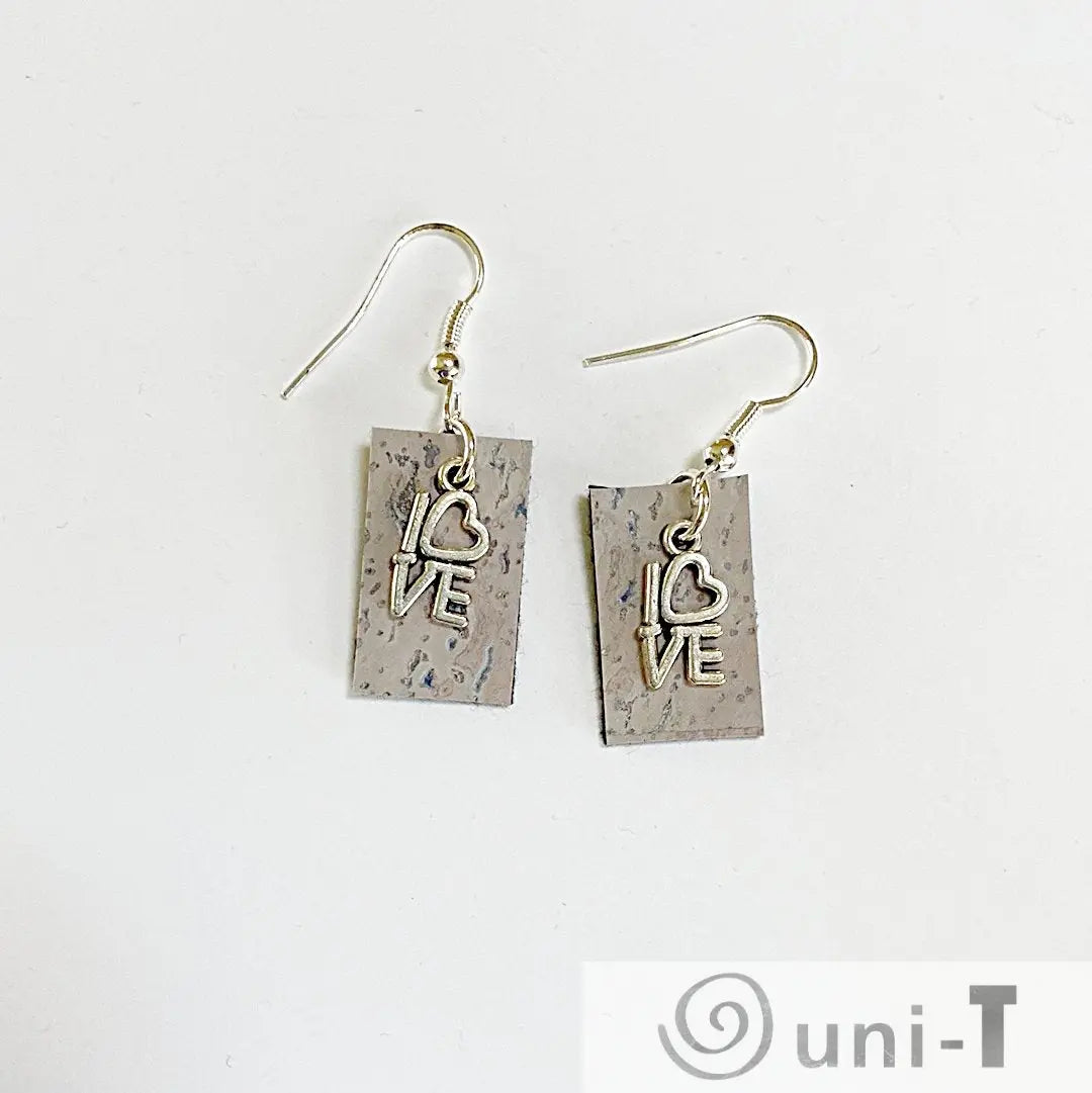 Cork Earrings with Love Charm Rena Gurski