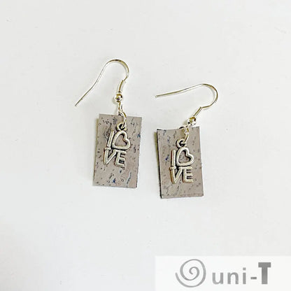 Cork Earrings with Love Charm Rena Gurski