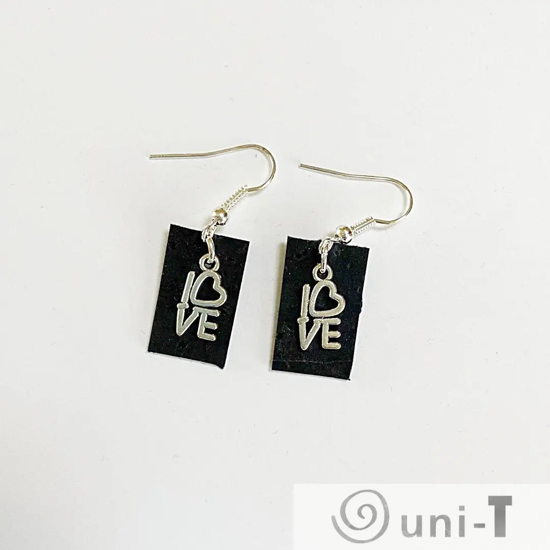 Cork Earrings with Love Charm Rena Gurski