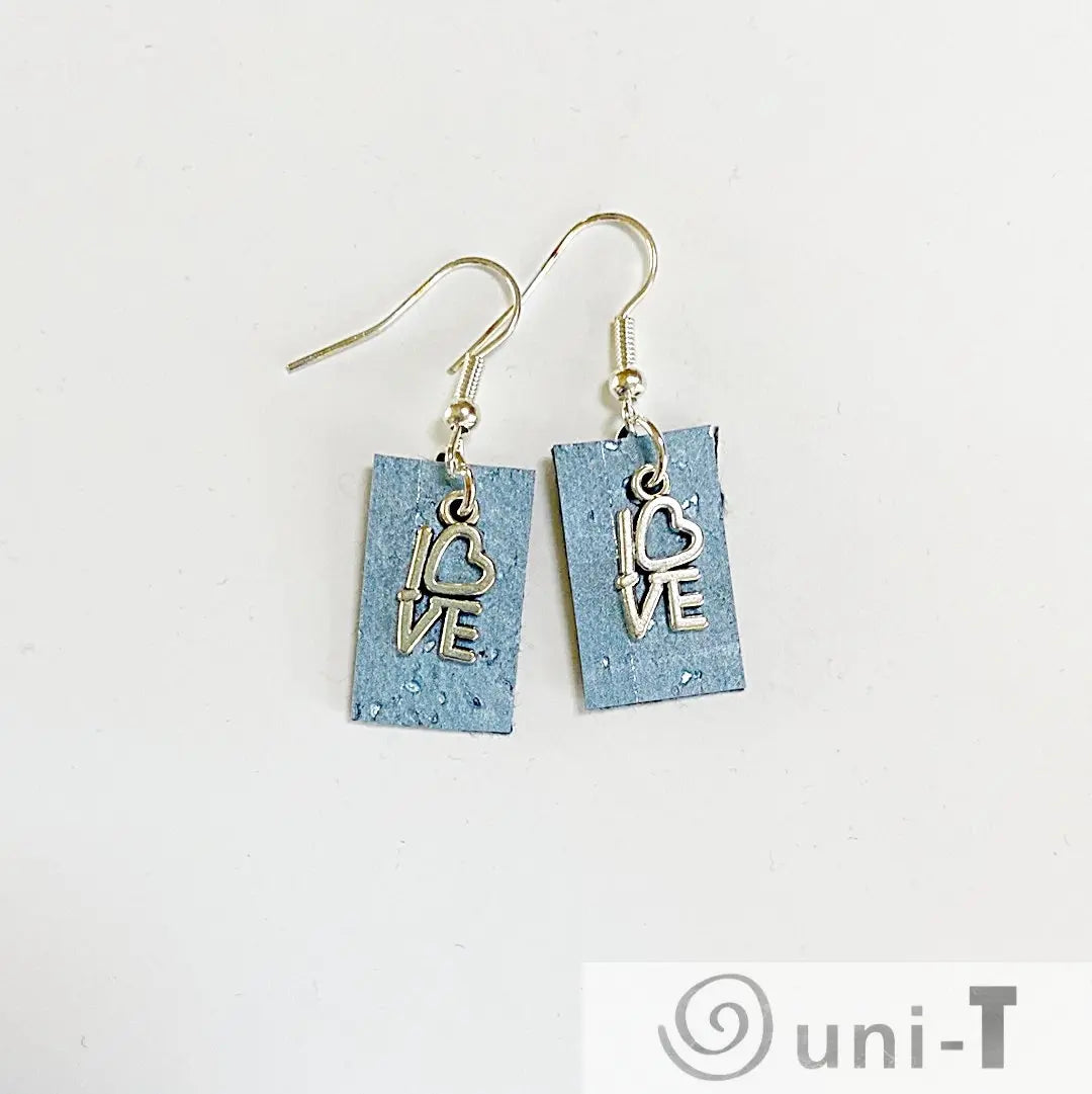 Cork Earrings with Love Charm Rena Gurski