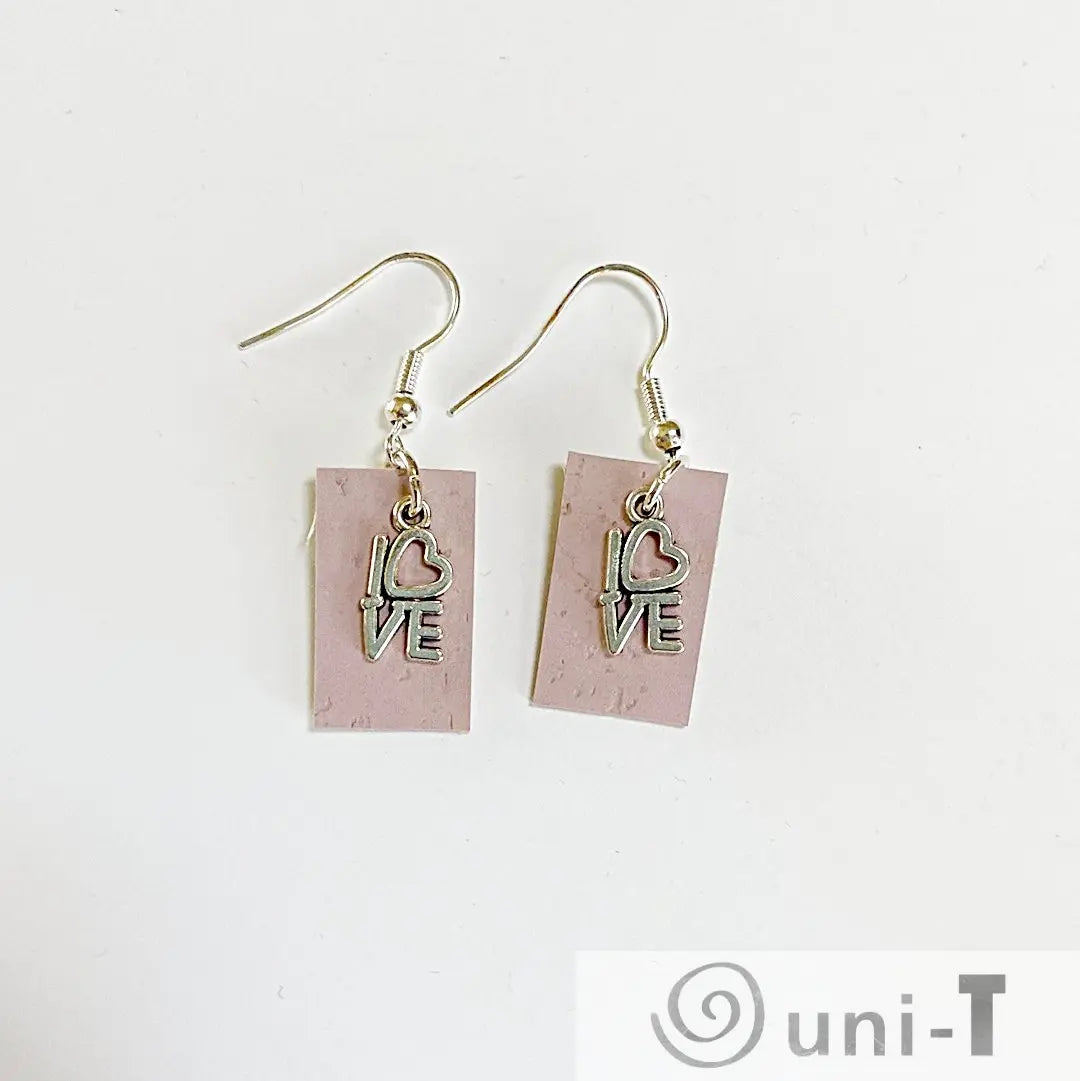 Cork Earrings with Love Charm Rena Gurski