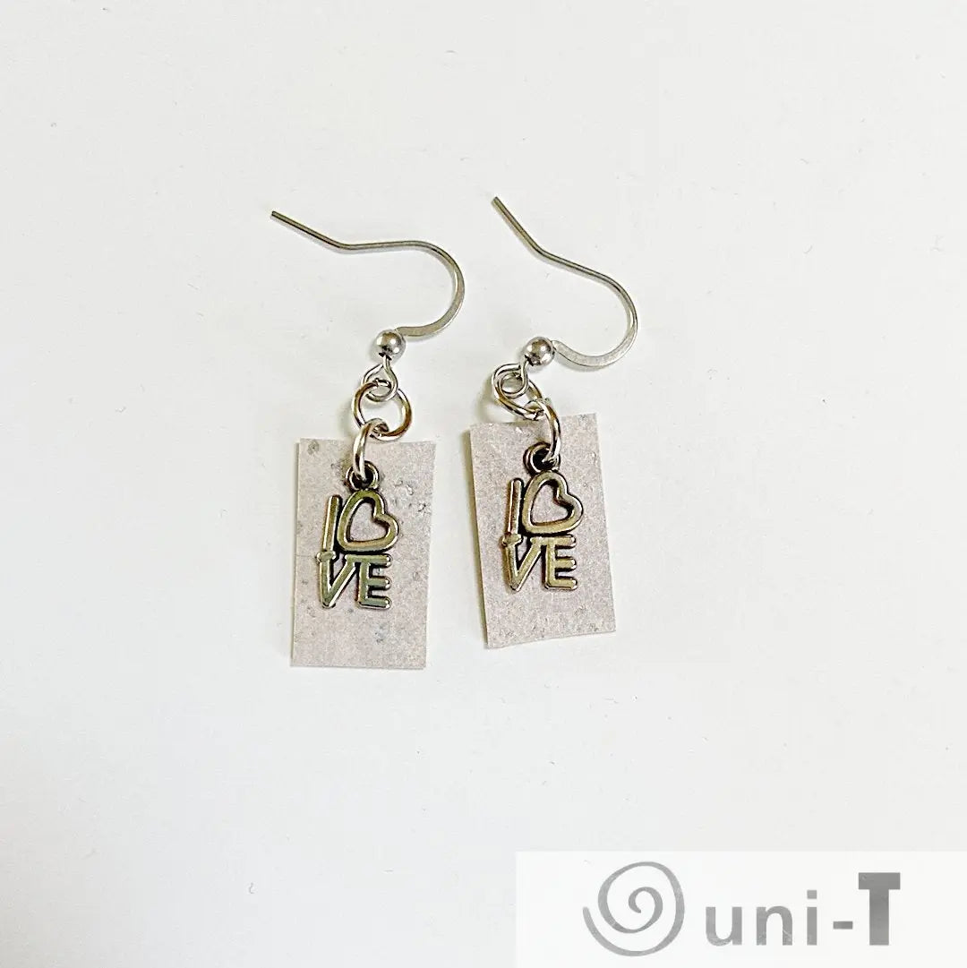 Cork Earrings with Love Charm Rena Gurski