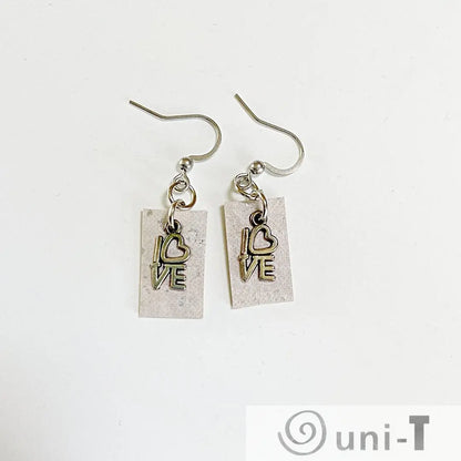Cork Earrings with Love Charm Rena Gurski