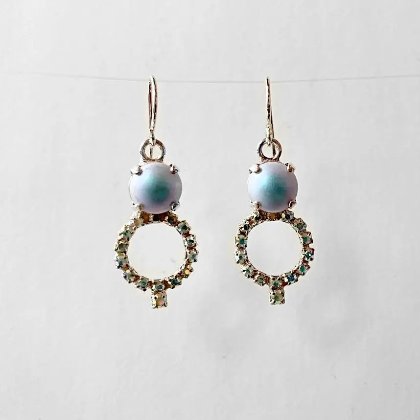 Crystal Pearl & Rhinestone Dangle Earrings Regina McGearty