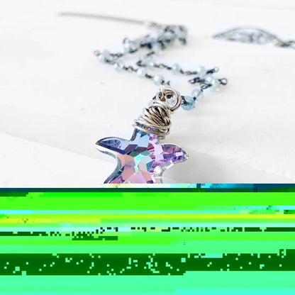 Crystal Starfish, Gray Jade, Sterling Silver Necklace Regina McGearty