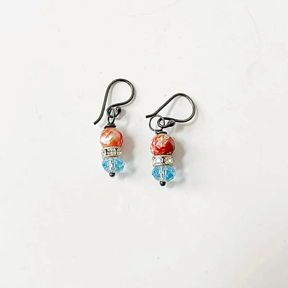 Crystal & Faceted Pearl Present Sterling Silver Earrings Regina McGearty