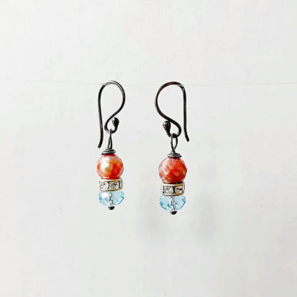 Crystal & Faceted Pearl Present Sterling Silver Earrings Regina McGearty