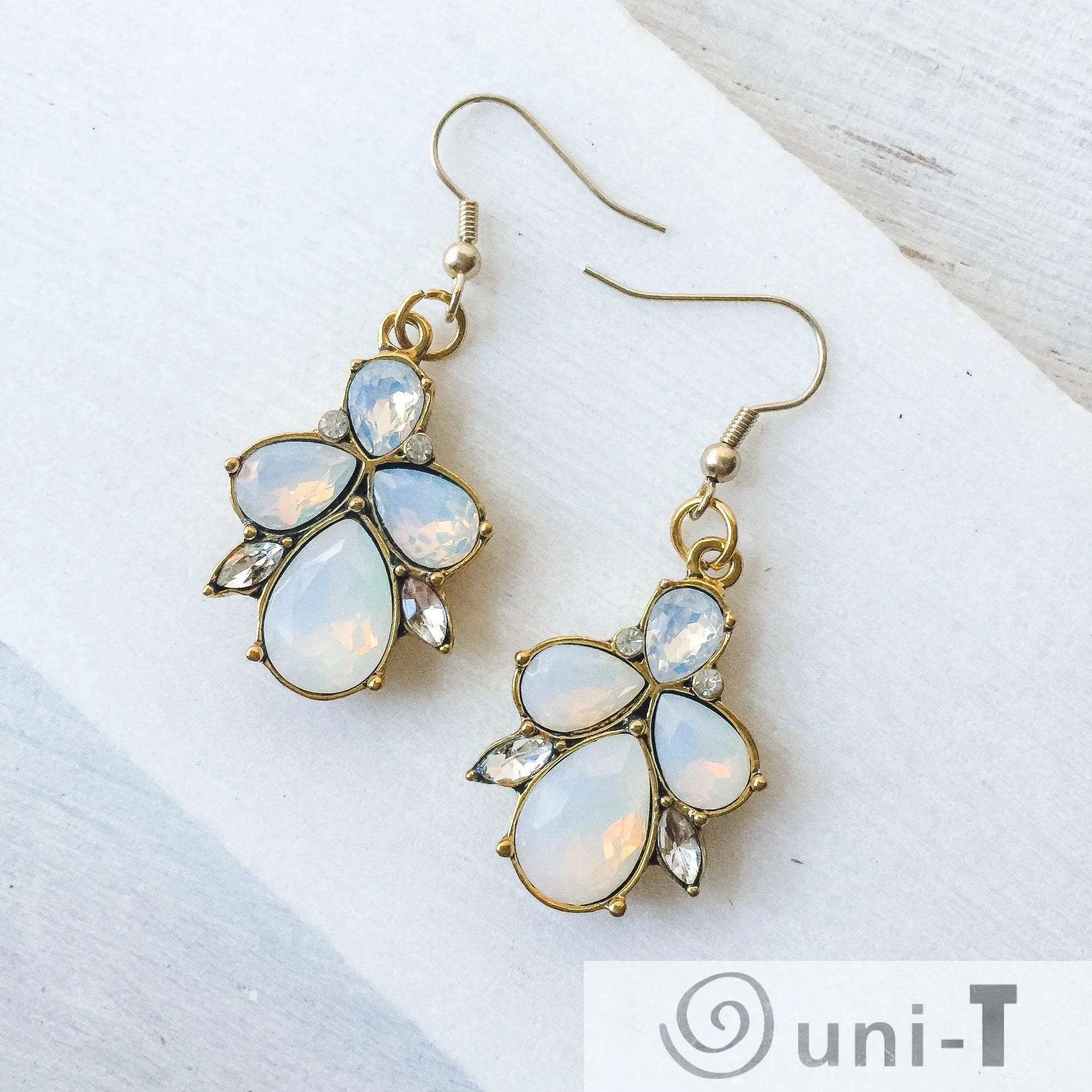 Crystal and Opalite Dangle Earrings Lisa Trachtman