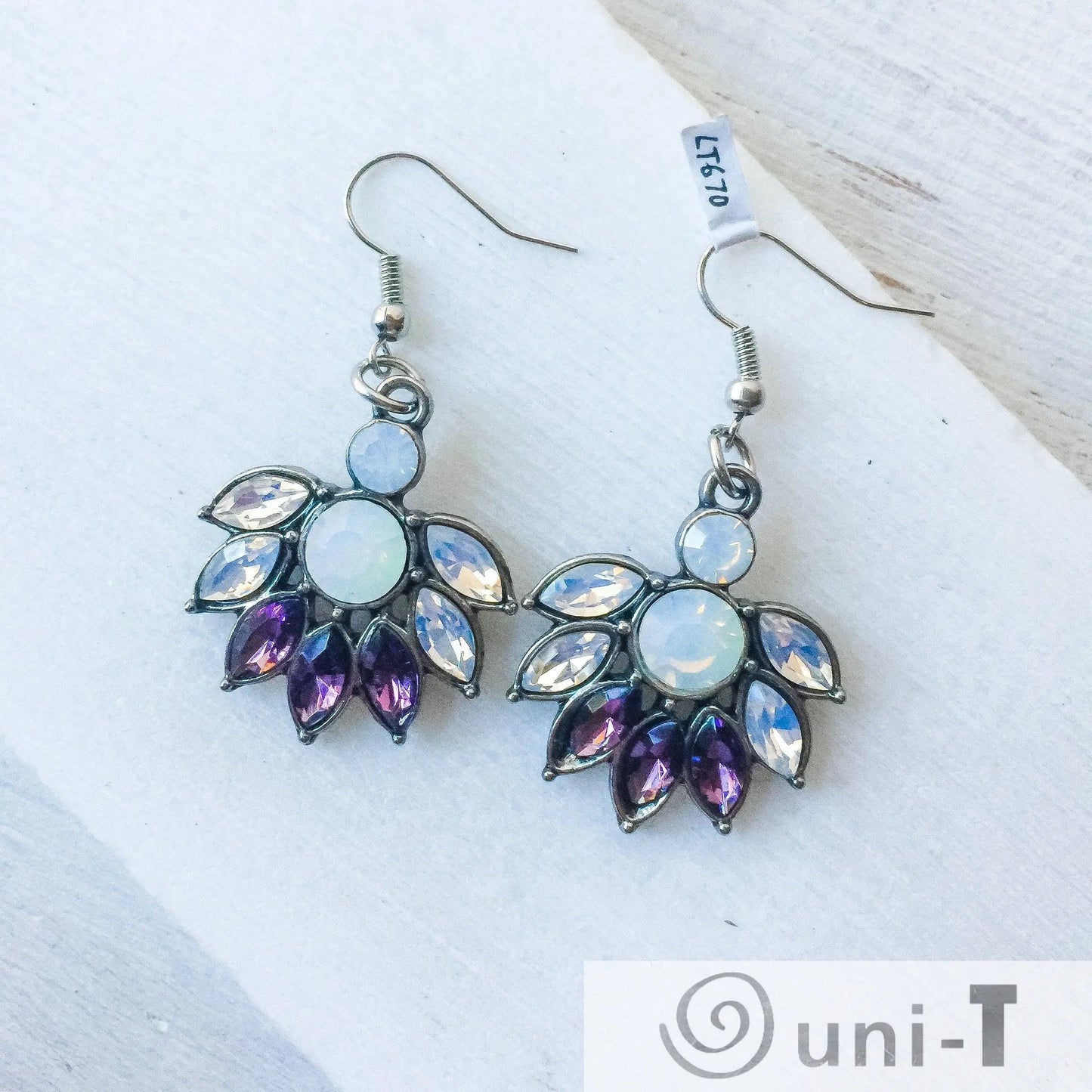 Crystal and Opalite Dangle Earrings Lisa Trachtman