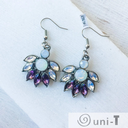 Crystal and Opalite Dangle Earrings Lisa Trachtman