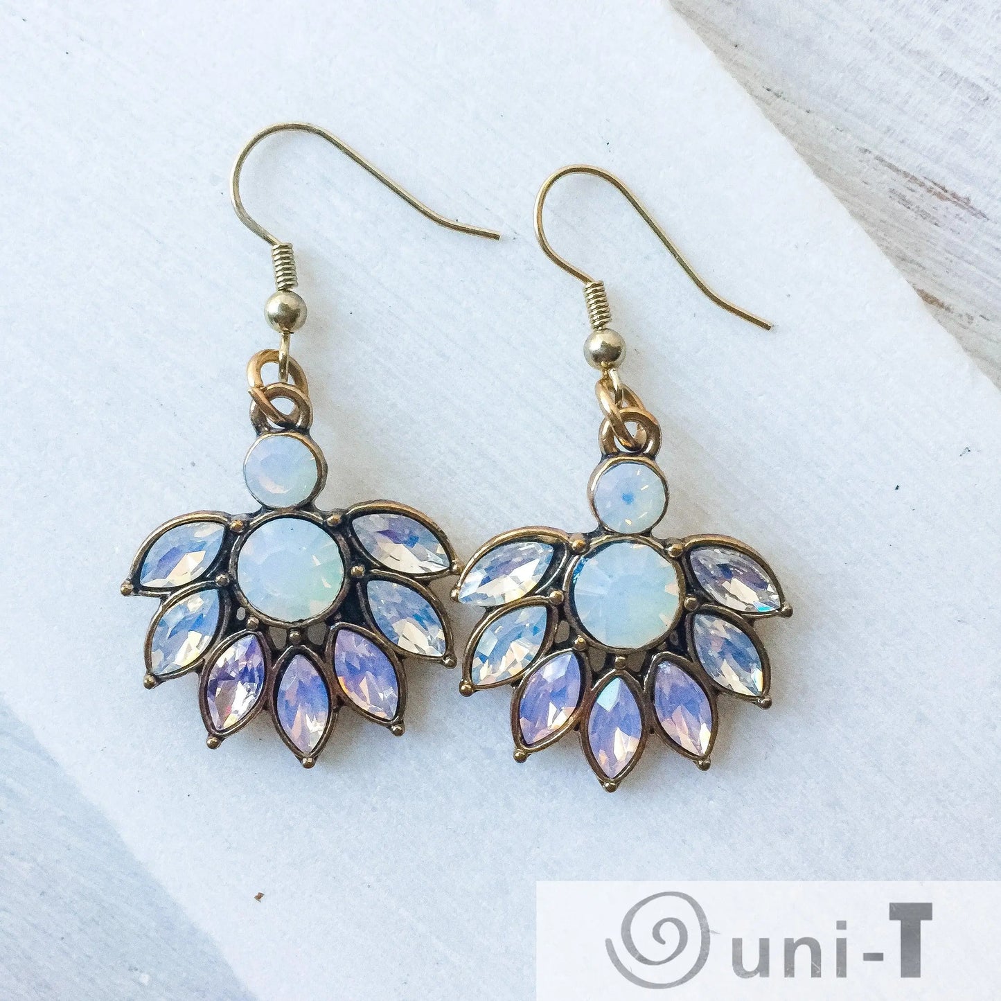 Crystal and Opalite Dangle Earrings Lisa Trachtman