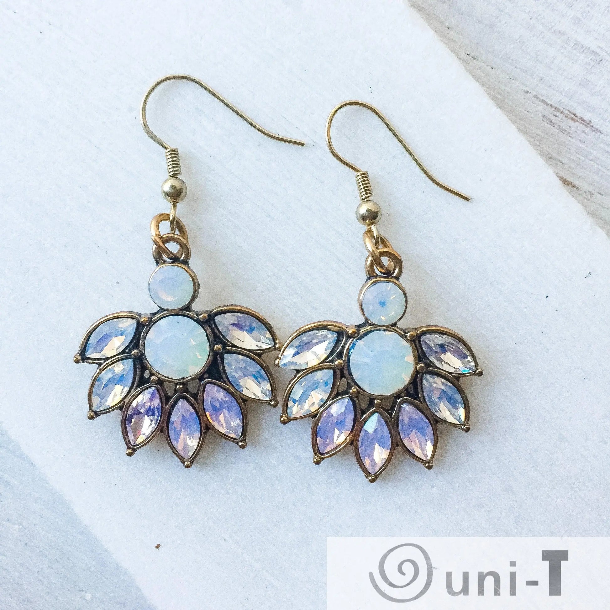 Crystal and Opalite Dangle Earrings Lisa Trachtman