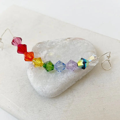 Colorful crystal charm options for Custom Initial Necklace in rainbow hues. Choose from nine vibrant crystal colors for personalization.
