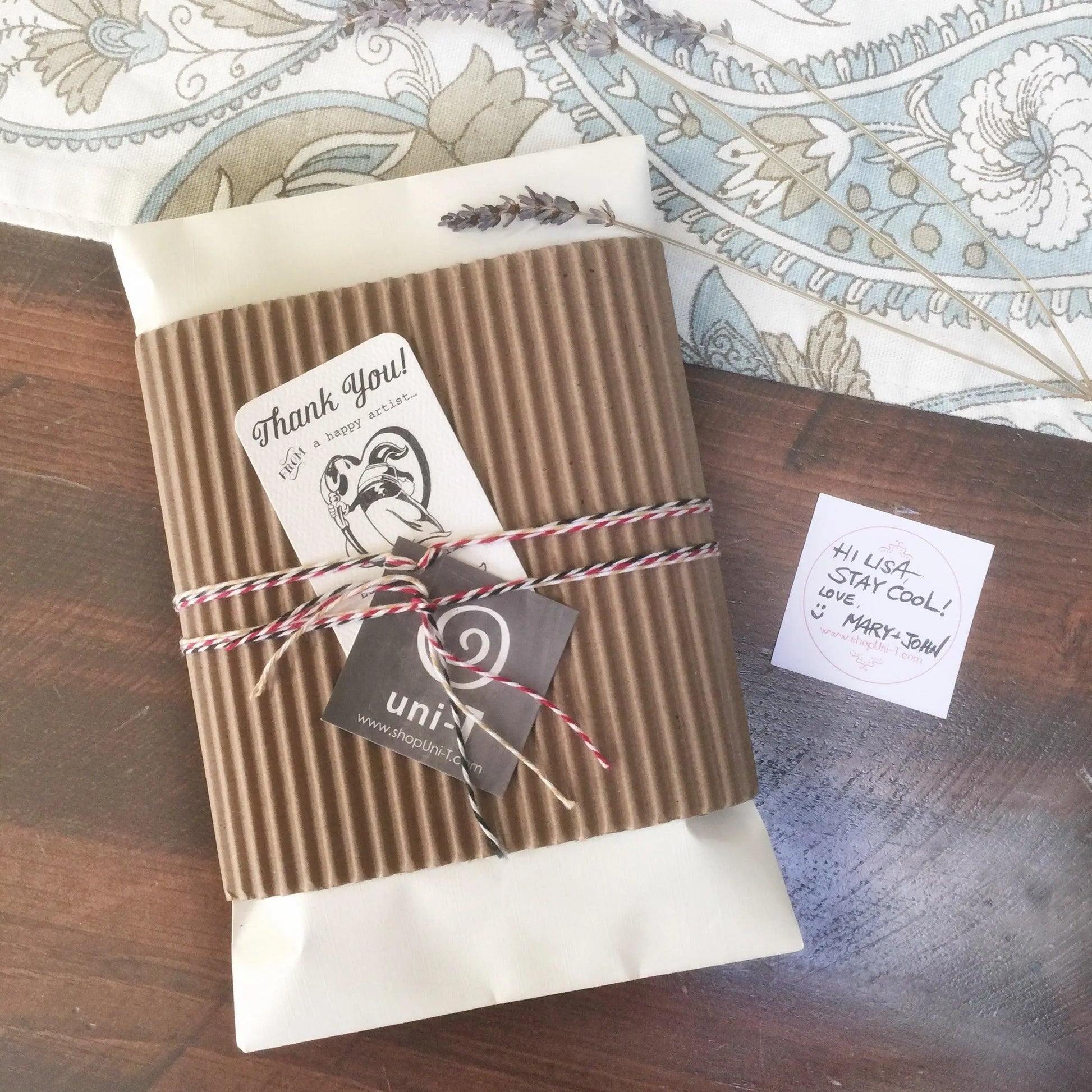 Eco-friendly gift packaging for Dream Chaser Tote Bag, wrapped with twine and thank-you note, ideal for thoughtful gifting.